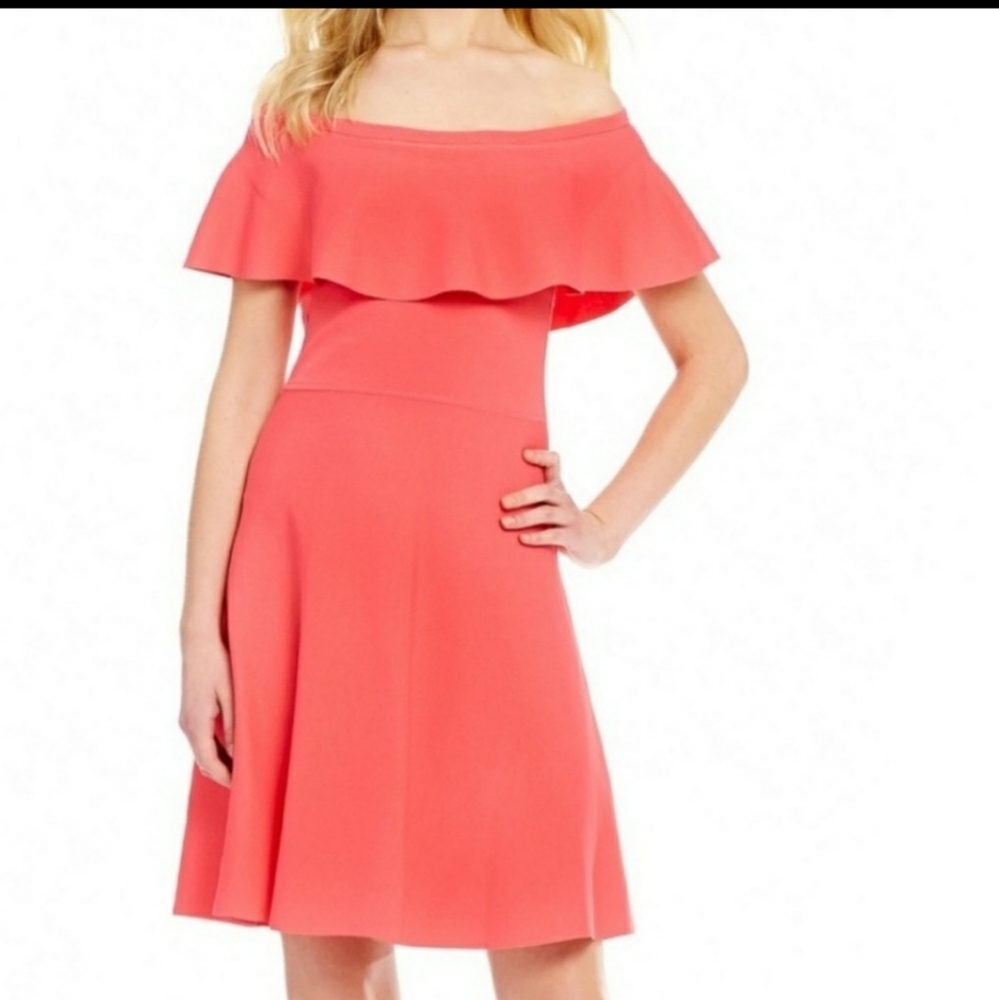 Eliza J Off the Shoulder Fit & Flare Knit Dress